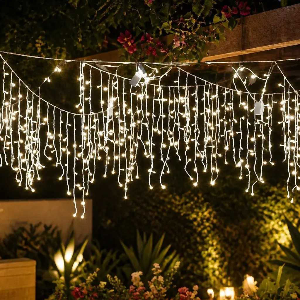500 LED Curtain String Lights Cool White Indoor Outdoor Christmas Wedding