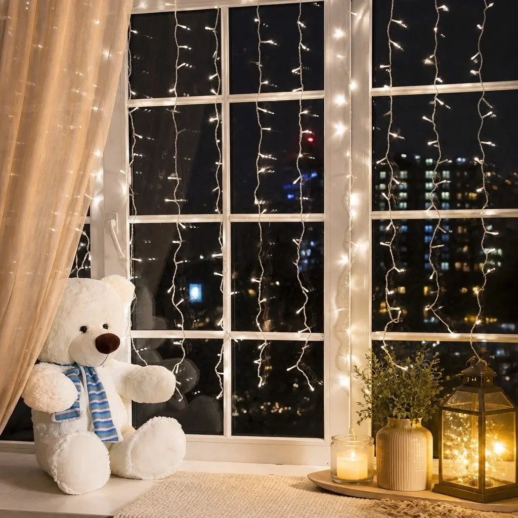 500 LED Curtain String Lights Cool White Indoor Outdoor Christmas Wedding