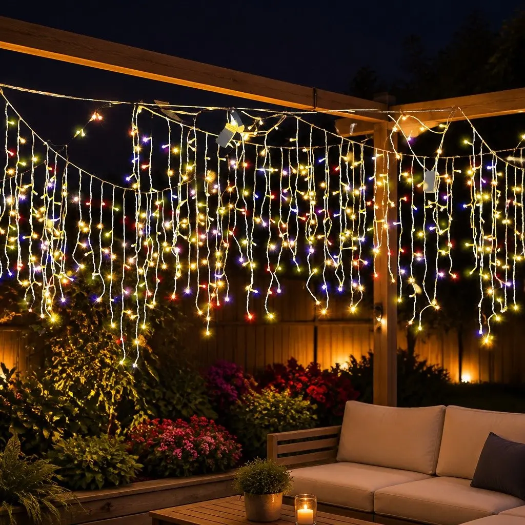 Curtain String Lights 500 LED Multi Colour Wedding Party Indoor Outdoor