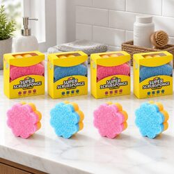 Dual Sided Sponge Pack of 4 - 10cm Cleaning Tool