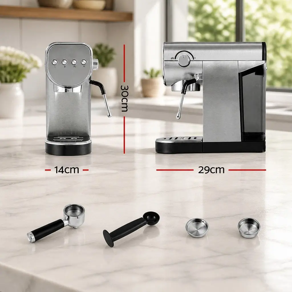 Espresso Coffee Machine for Kitchen 20 Bar Silver