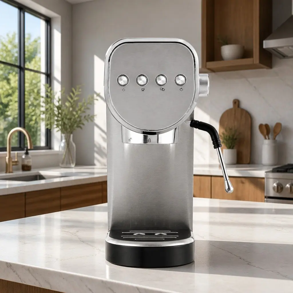Espresso Coffee Machine for Kitchen 20 Bar Silver