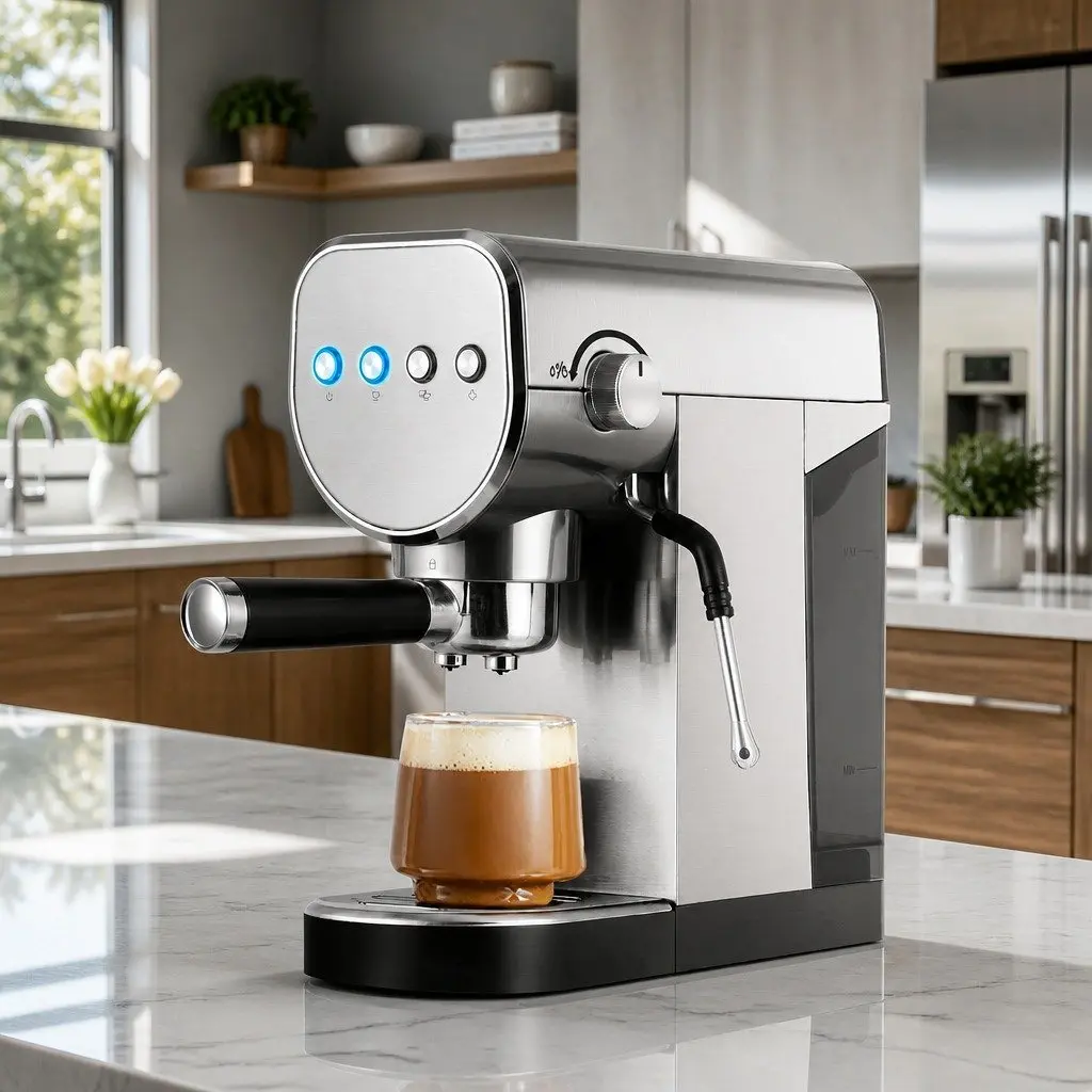 Espresso Coffee Machine for Kitchen 20 Bar Silver