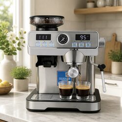 Compact Espresso Coffee Machine with Built-In Grinder and 20 Bar Pump