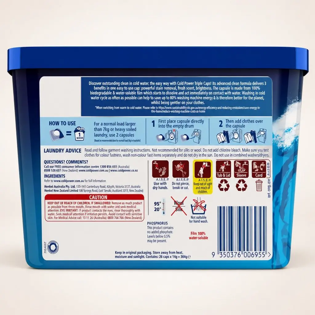 Advanced Clean Laundry Detergent Capsules 104 Pods Triple Action