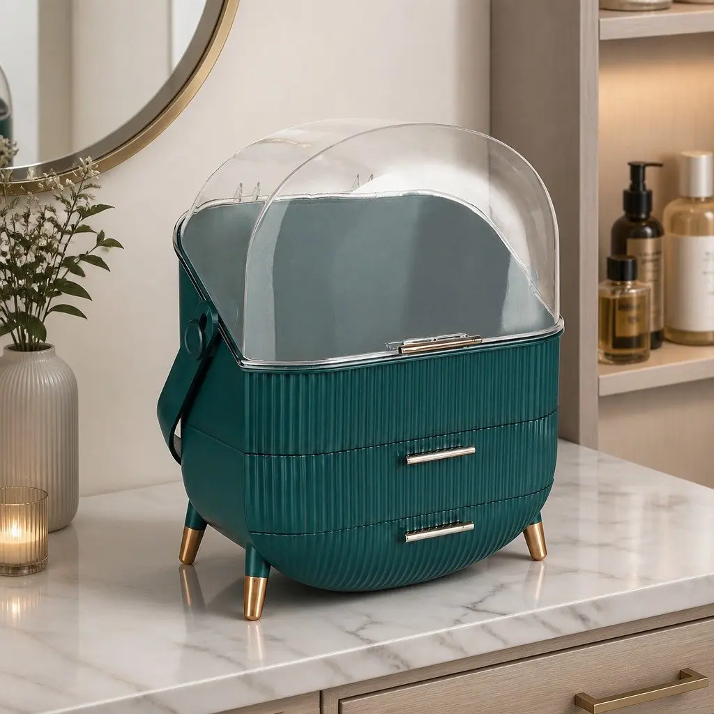 Makeup Storage Case Cosmetic Organiser Vanity Organizer Jewellery Box Green