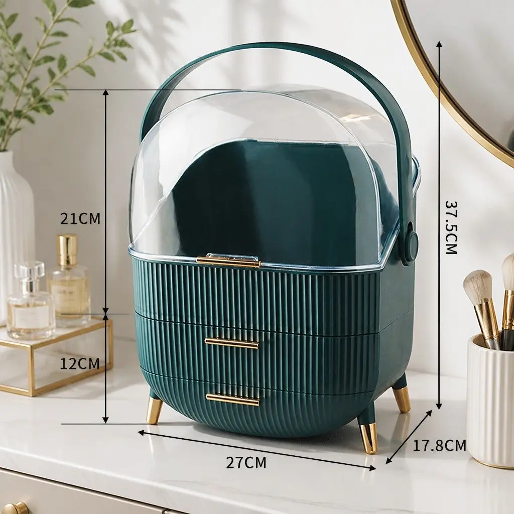 Makeup Storage Case Cosmetic Organiser Vanity Organizer Jewellery Box Green
