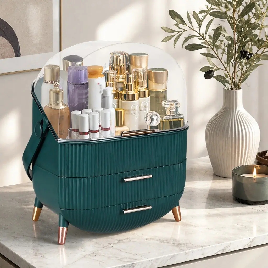 Makeup Storage Case Cosmetic Organiser Vanity Organizer Jewellery Box Green