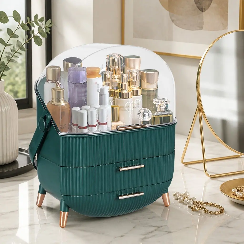 Makeup Storage Case Cosmetic Organiser Vanity Organizer Jewellery Box Green