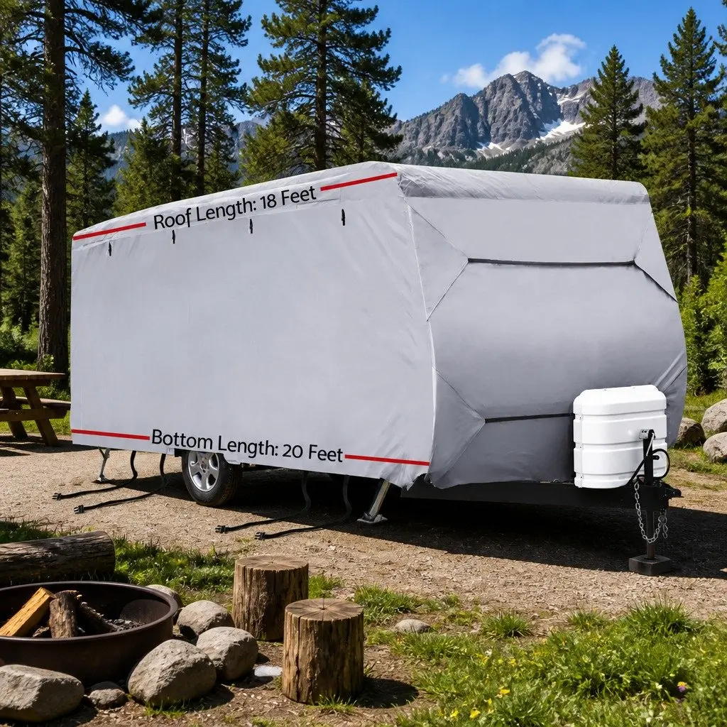 Caravan Cover 18-20ft Campervan Grey 4 Layer Waterproof UV Resistant