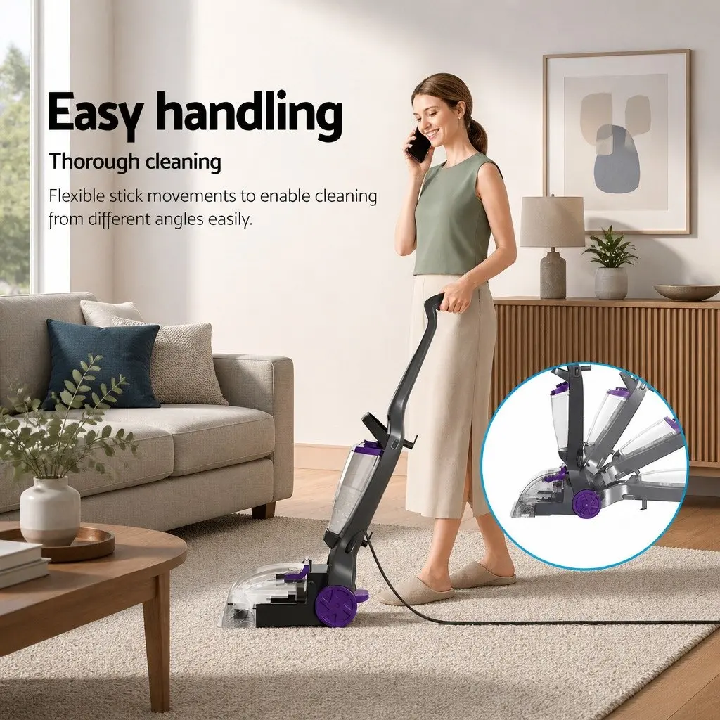 Carpet Washer Vacuum Cleaner Handheld Stick 800W for Home Use Purple Grey