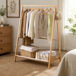 Wooden Clothes Rack with Exact Dimensions and Quality