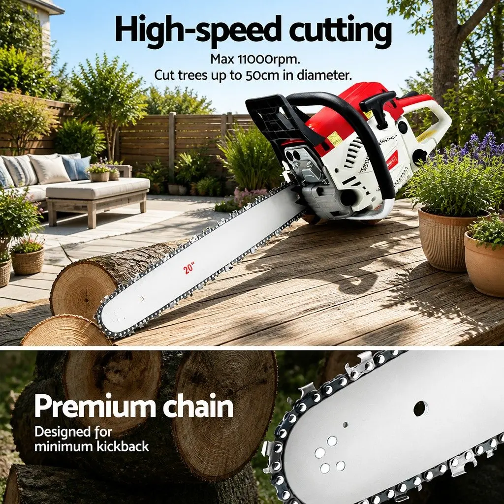 58cc Petrol Chainsaw 20 Inch Bar Cutting Tool