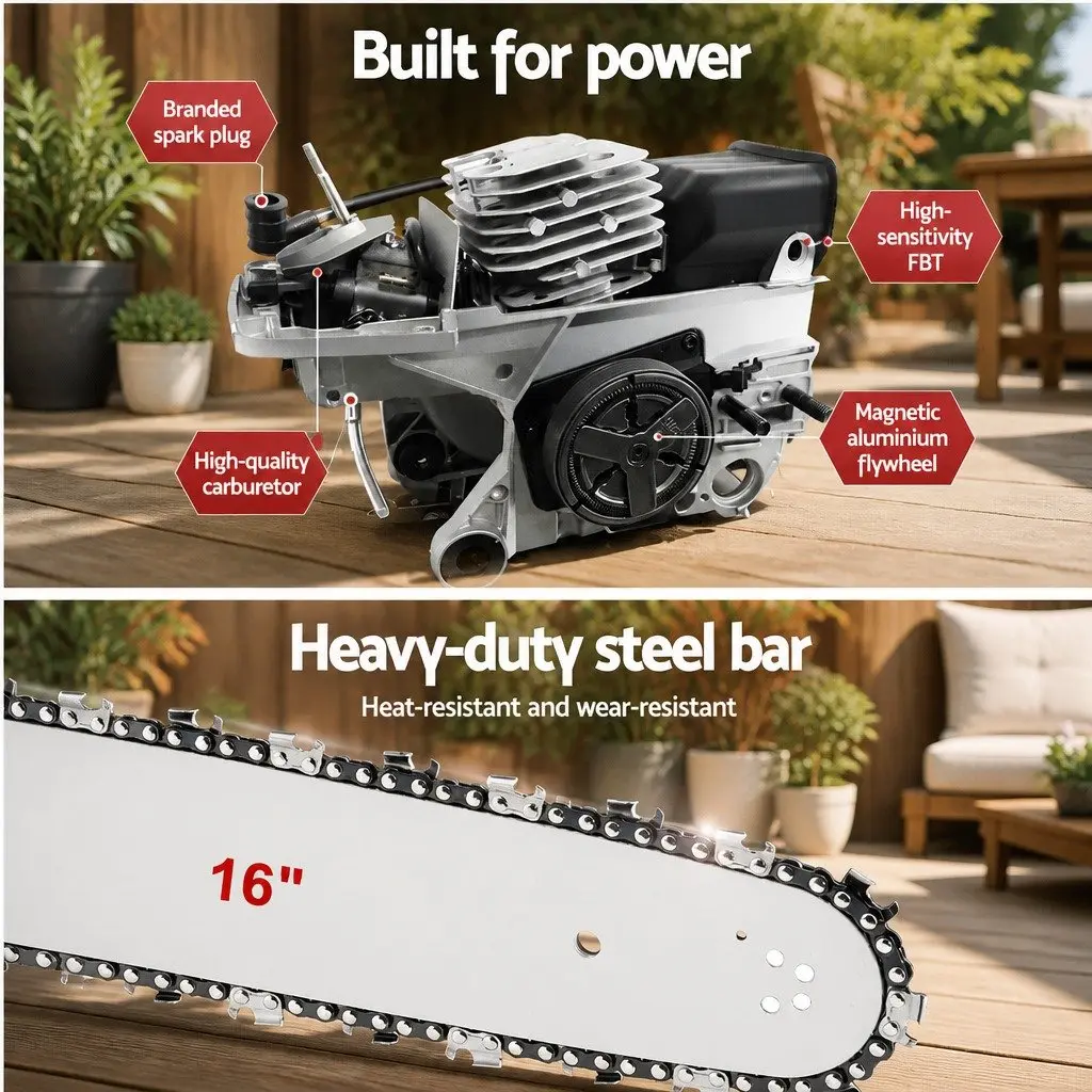 Chainsaw outdoor 45CC 16" Bar 1.7kW 2-Stroke E-Start