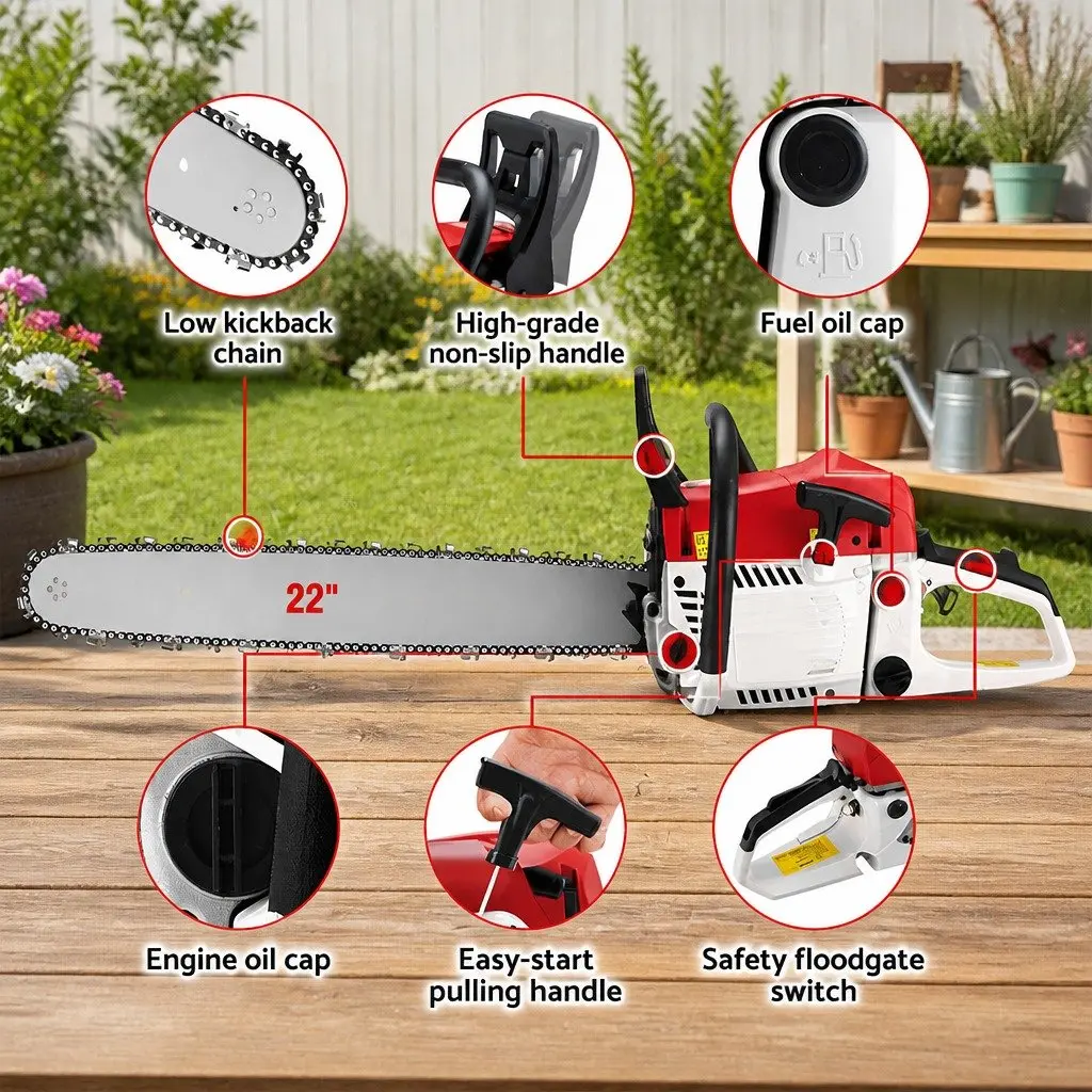 Petrol Chainsaw 62CC 22 Inch Bar for Commercial Use