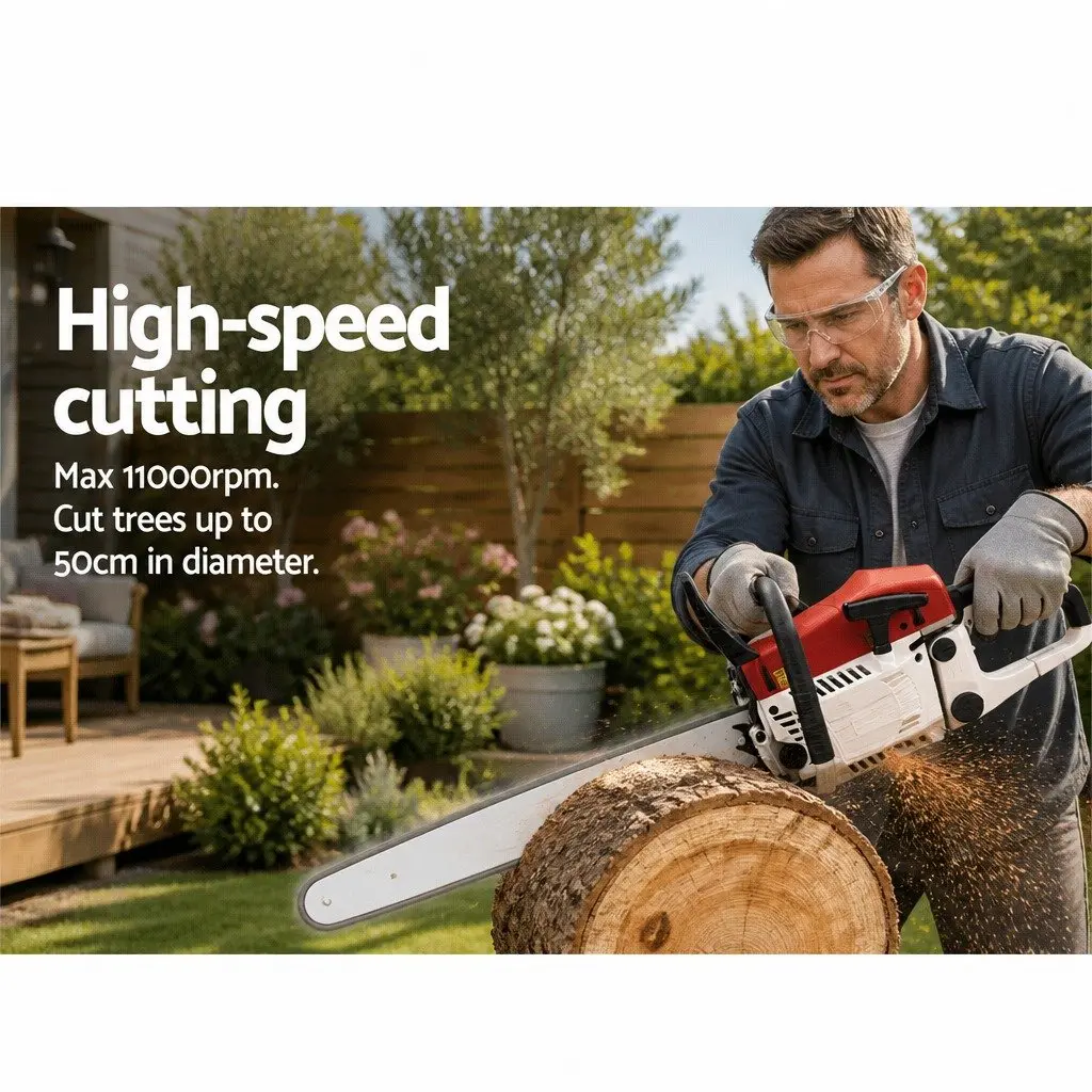 Petrol Chainsaw for Tree Pruning 62cc 24 Inch Bar