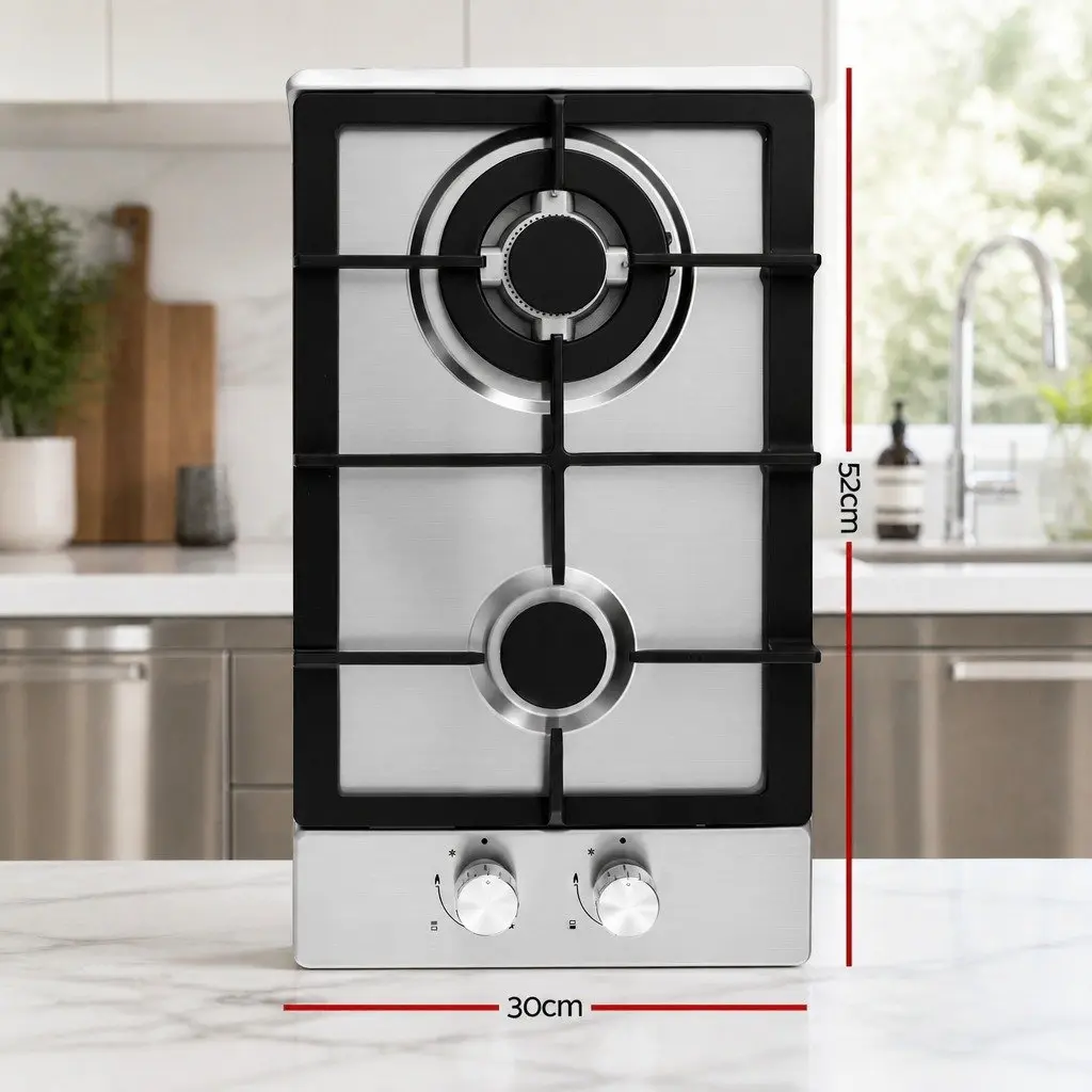 30cm Gas Cooktop with 2 Burners