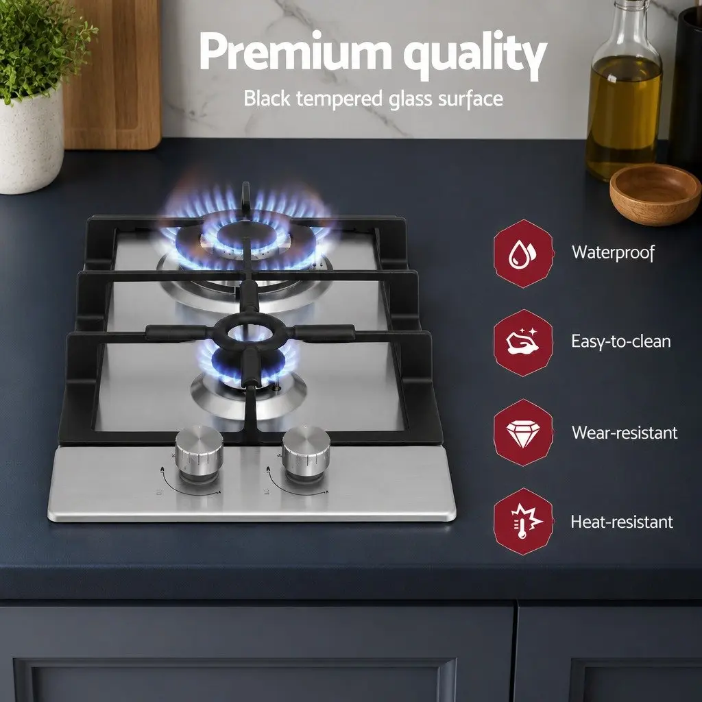 30cm Gas Cooktop with 2 Burners