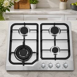 Gas Cooktop 60cm 4 Burner Stainless Steel Built-in Kitchen Cooking Appliance