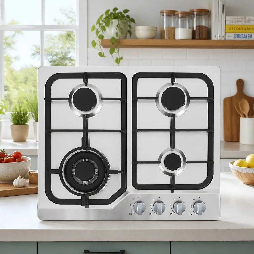 Gas Cooktop 60cm 4 Burner Stainless Steel Built-in Kitchen Cooking Appliance