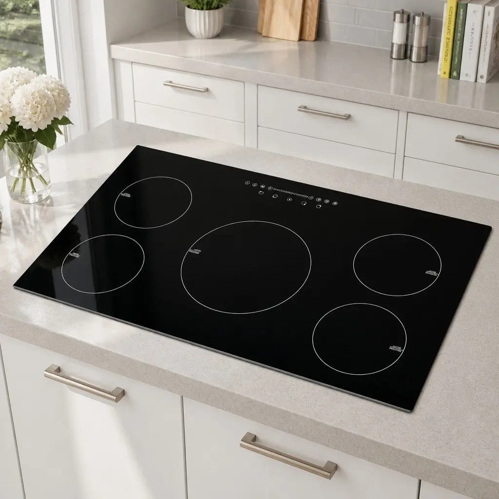 Induction Cooktop 90cm Kitchen Electric Stove 5 Cooking Zones Touch Control Black Glass
