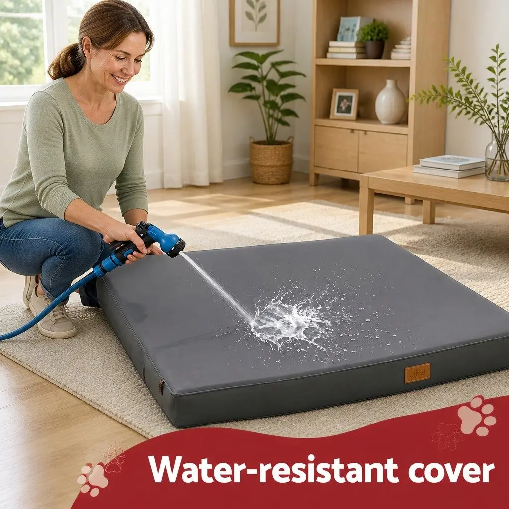 Orthopedic Dog Bed Large Water-resistant Egg Crate Foam Pet Mat Grey 91x68cm