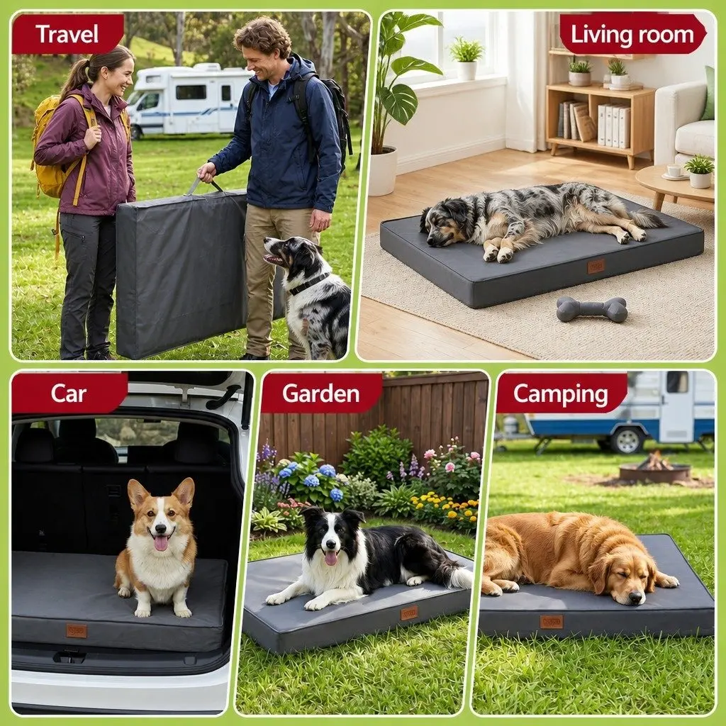 Orthopedic Dog Bed Large Water-resistant Egg Crate Foam Pet Mat Grey 91x68cm
