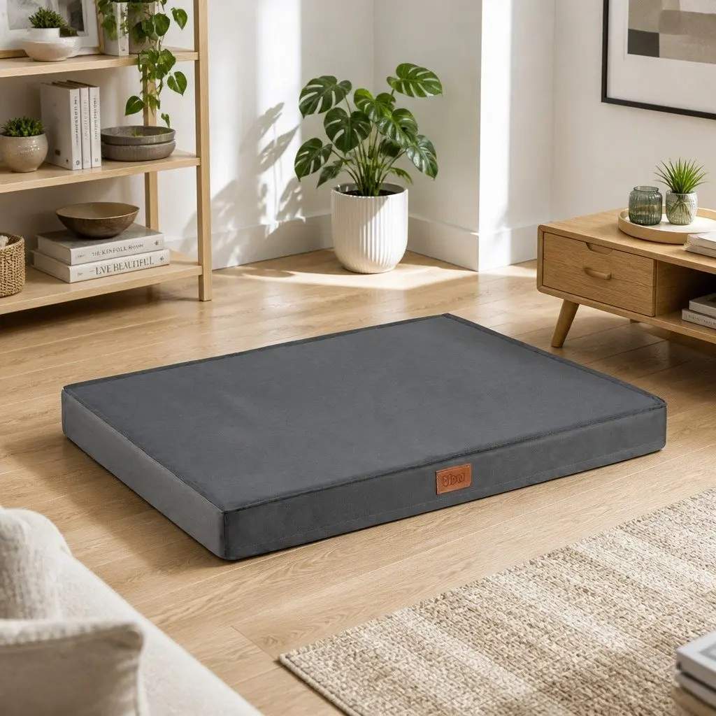 Orthopedic Dog Bed Large Water-resistant Egg Crate Foam Pet Mat Grey 91x68cm