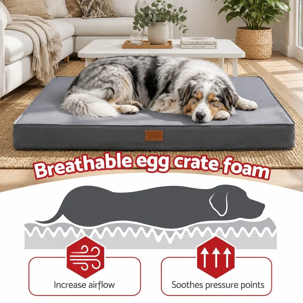 Dog Bed Orthopedic Water-resistant Grey 111x81cm