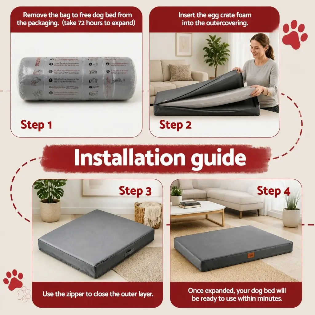Dog Bed Orthopedic Water-resistant Grey 111x81cm