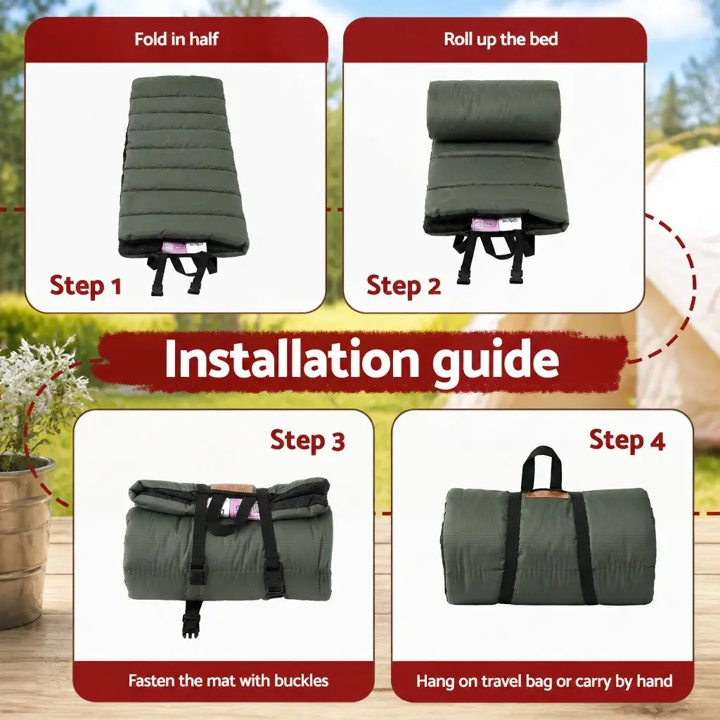 Outdoor Dog Bed Large Water-Resistant Washable Foldable Travel Mat Green Black