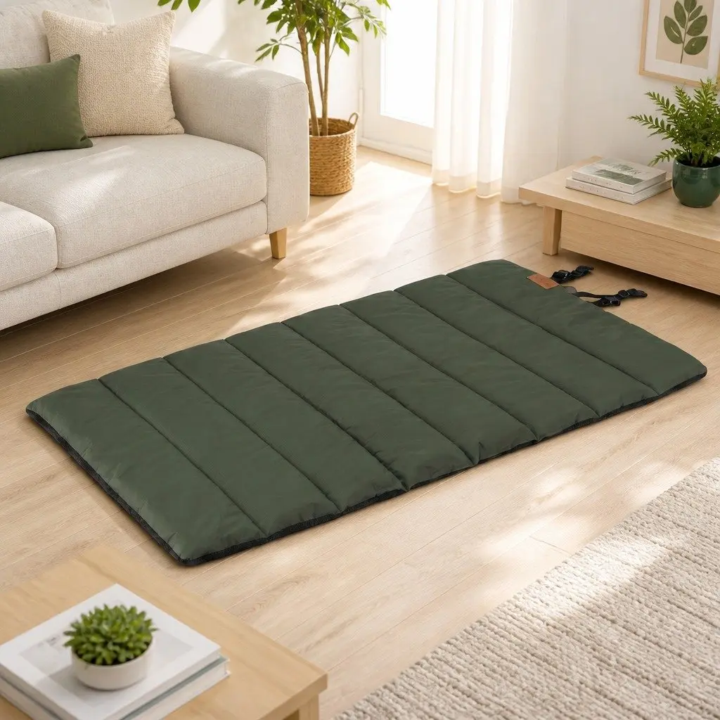 Outdoor Dog Bed Large Water-Resistant Washable Foldable Travel Mat Green Black