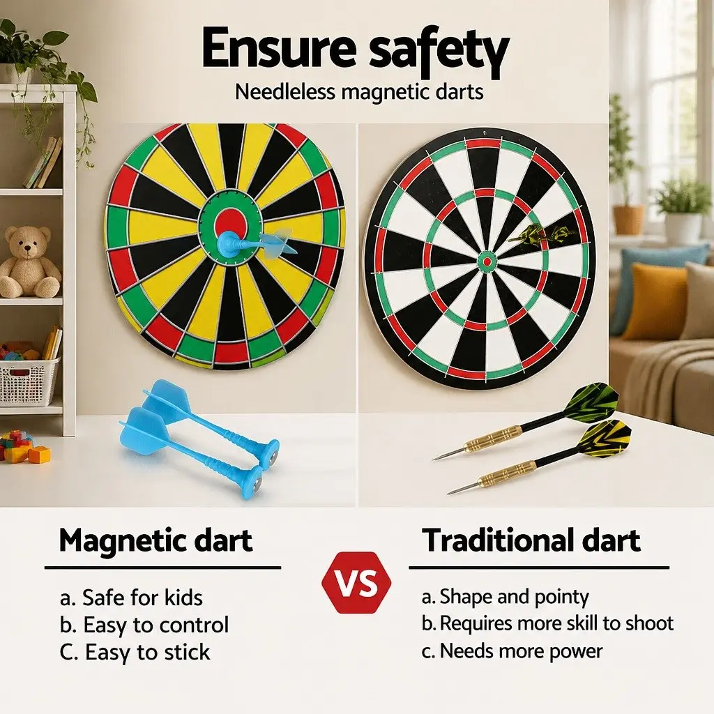 16 Inch Magnetic Dartboard Safe Darts Family Party Game Indoor Outdoor Play