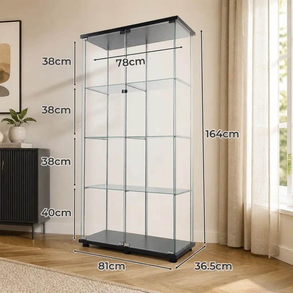 4-Tier Glass Display Cabinet
