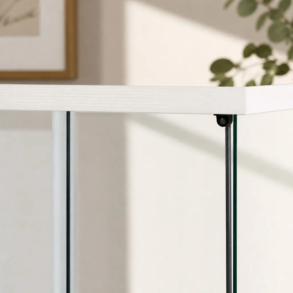 White Tempered Glass Storage Cabinet 4 Tier for Living Room Display Unit