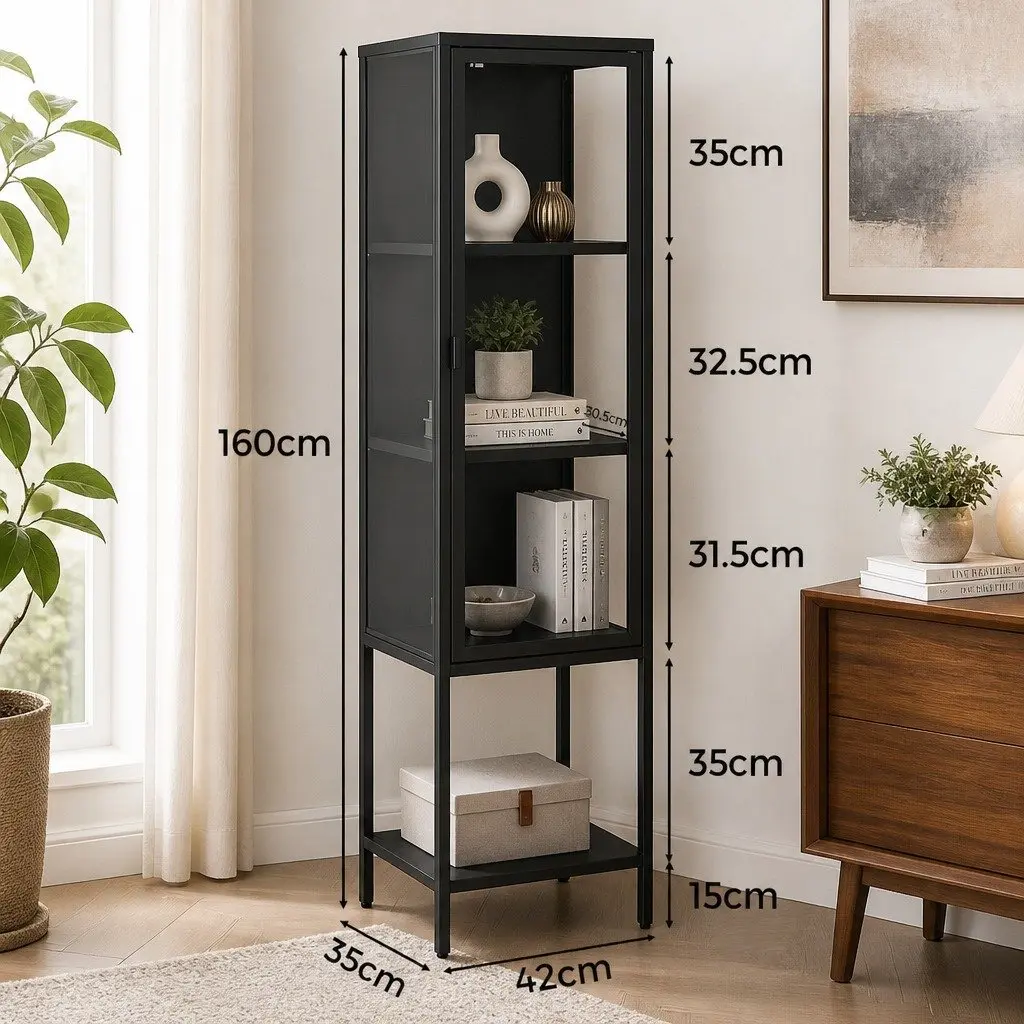 4-Tier Tempered Glass Display Cabinet