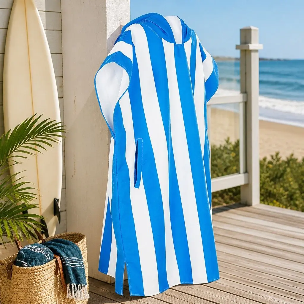 Adult Hooded Poncho Towel Quick Dry Beach Cover Lightweight Travel Swimmers