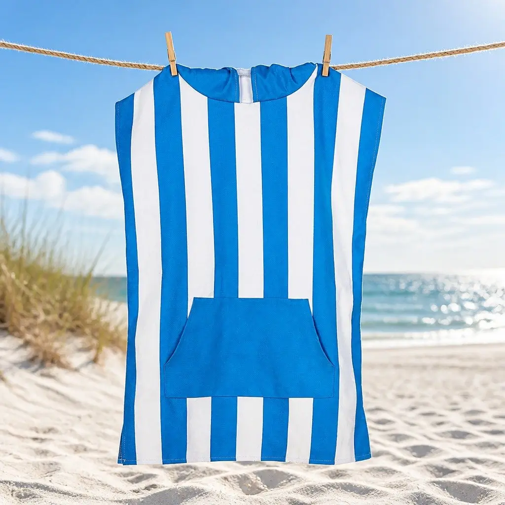 Kids Hooded Poncho Towel Quick Dry Beach Cover Small 4-7 Years