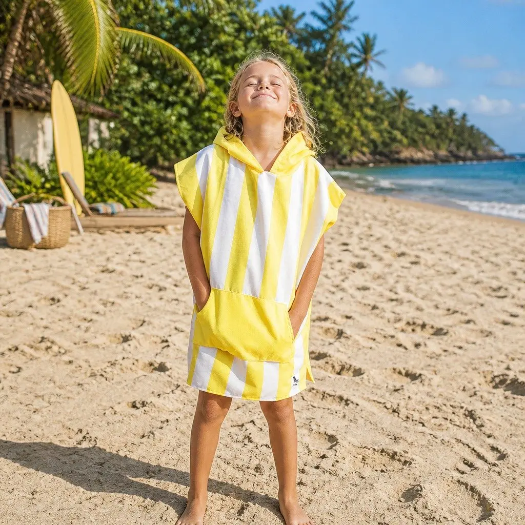 Kids Hooded Poncho Towel Quick Dry Beach Cover Small 4-7 Years Swimming