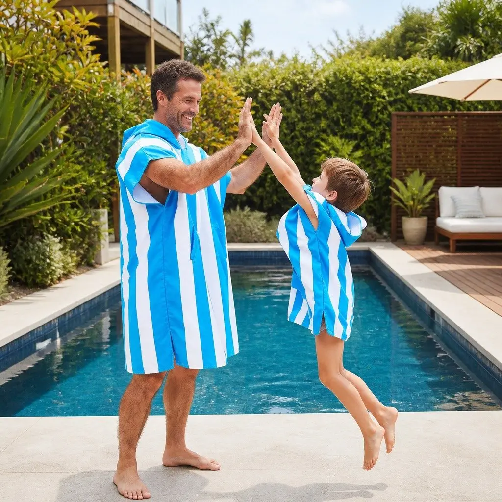 Kids Hooded Poncho Towel Quick Dry Beach Cover Change Robe XS 2-4 Years