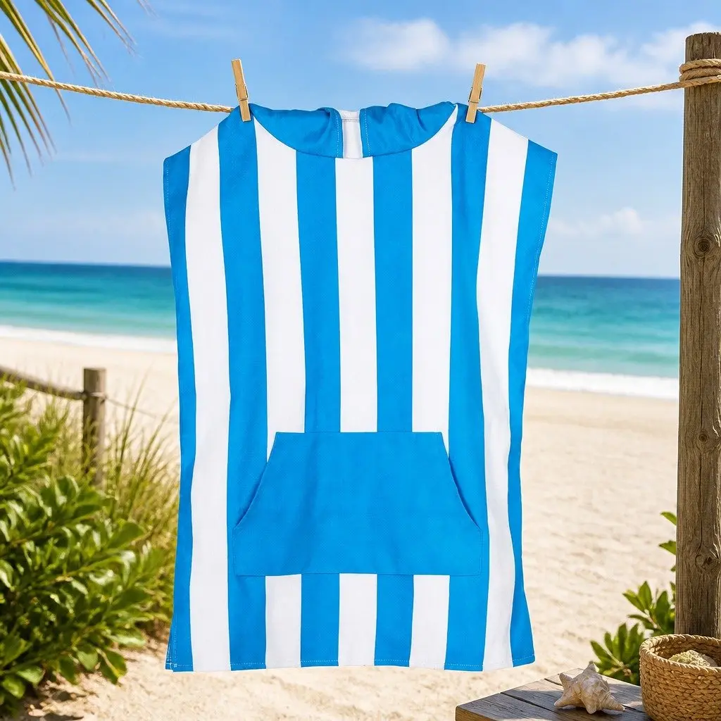 Kids Hooded Poncho Towel Quick Dry Beach Cover Change Robe XS 2-4 Years