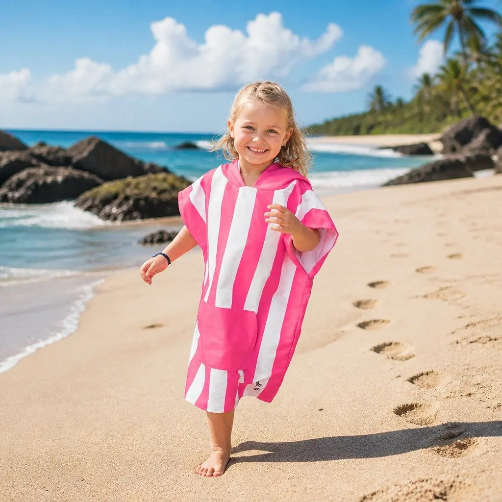 Kids Quick Dry Hooded Poncho Towel, Small Size 4-7 Years