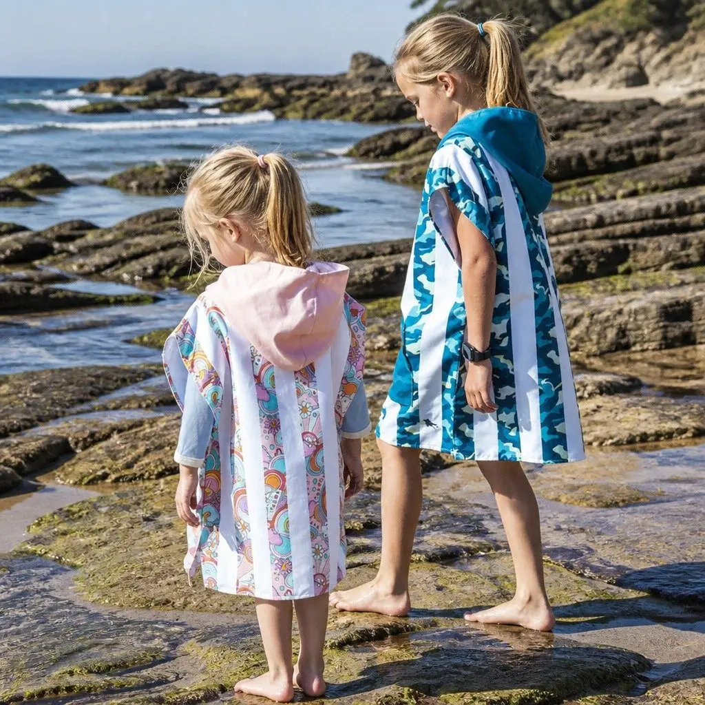 Kids Hooded Poncho Towel Quick Dry Beach Cover XS 2-4 Years Compact Travel