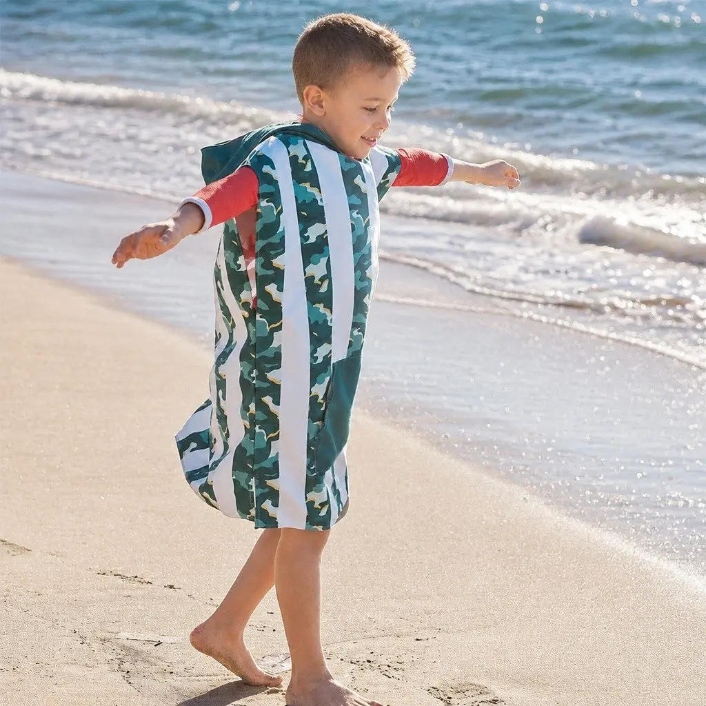 Kids Hooded Poncho Towel Quick Dry Beach Cover XS 2-4 Years Compact Travel