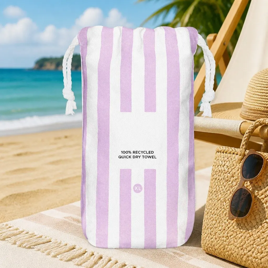 XL Quick Dry Beach Towel Cabana Striped Pattern Compact Travel Towel Sand Free