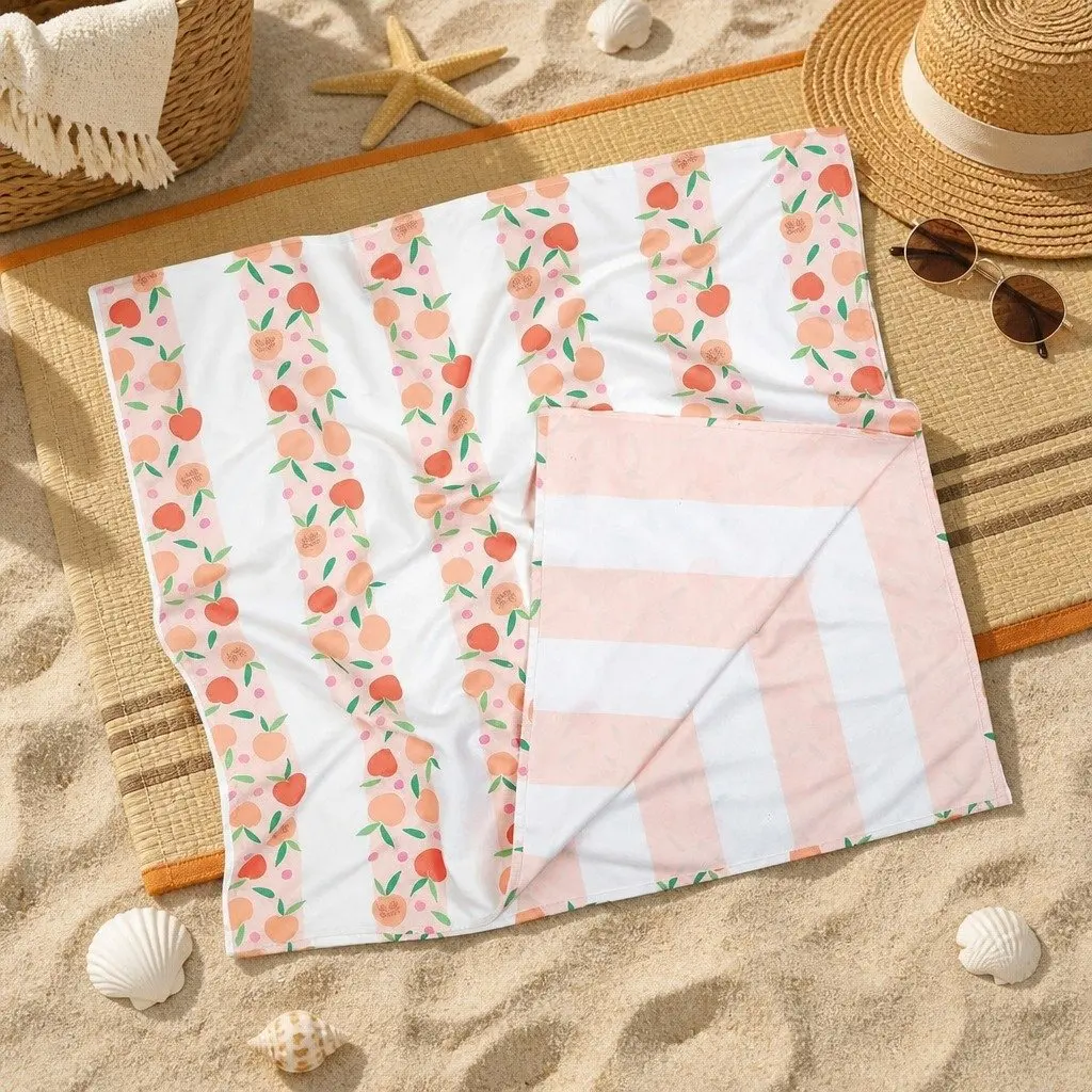 Kids Beach Towel Quick Dry Compact Lightweight Sand Free Pool Home Peach