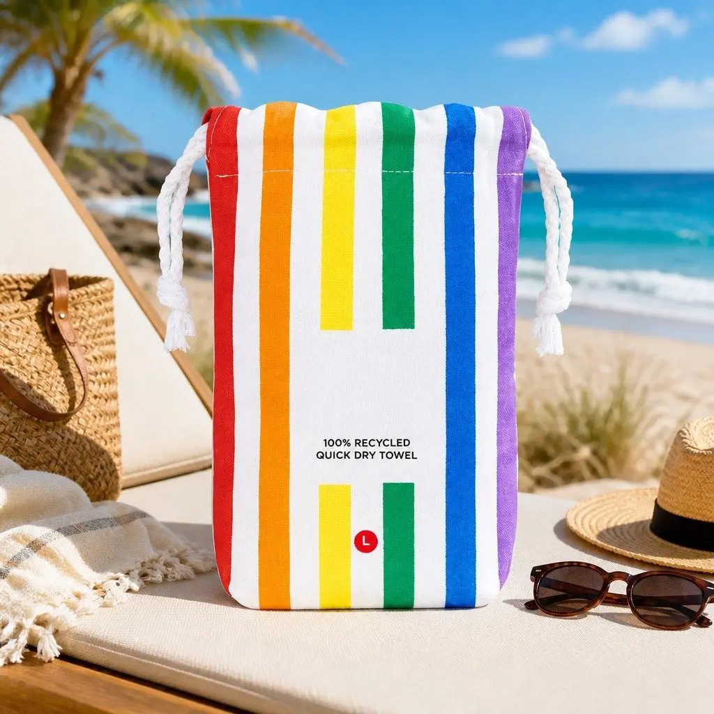 Beach Towel Large for Travel Rainbow Skies Quick Dry Compact