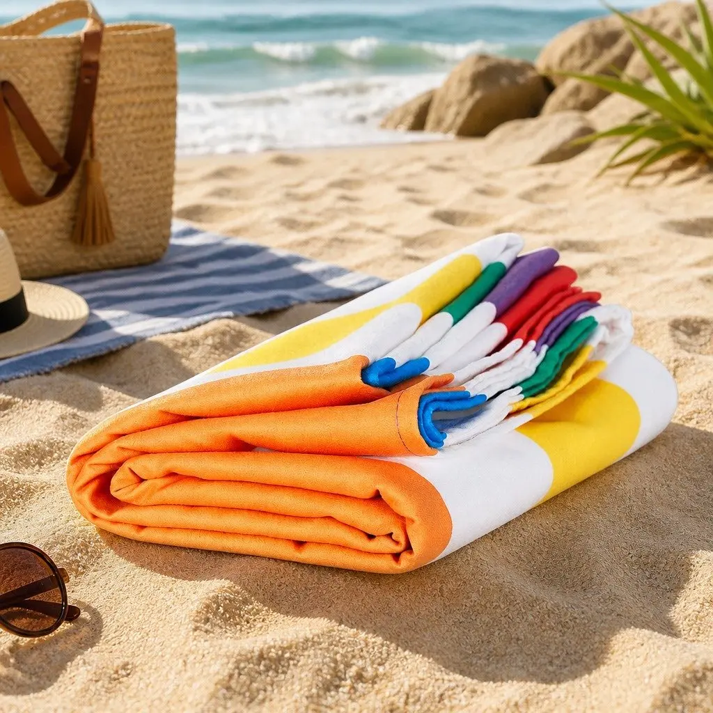 Beach Towel Large for Travel Rainbow Skies Quick Dry Compact