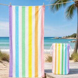 Beach Towel XL Quick Dry Cabana Collection Striped Unicorn Waves Travel Compact