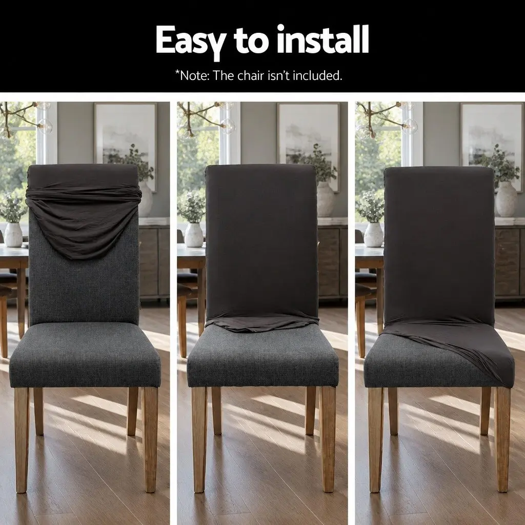 Dining Chair Covers Set 4 Grey Spandex Stretch Slipcovers for Dining Room Wedding Party